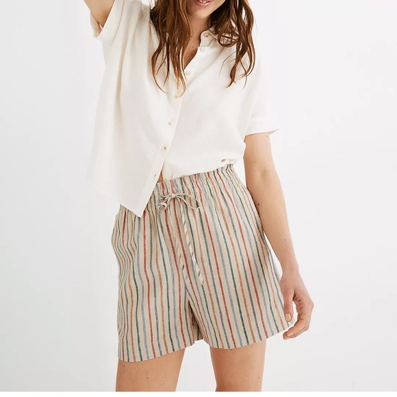 Madewell Drawstring Pull-On Shorts in Rainbow Stripe - Picture 3 of 9